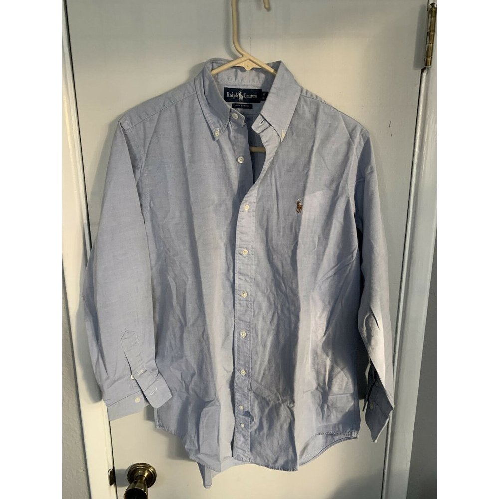 Ralph Lauren Blue 100% Cotton L/S Pony Button